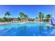 Large community pool surrounded by palm trees and lounge chairs at 18126 Kara Ct, Tampa, FL 33647