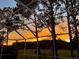 Sunset view from the screened patio, strung with decorative lights at 18126 Kara Ct, Tampa, FL 33647