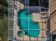 Aerial view of a sparkling screened-in pool with an attached spa at 9101 Highland Ridge Way, Tampa, FL 33647
