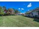 A lush backyard with trees, greenery, and ample space at 9101 Highland Ridge Way, Tampa, FL 33647