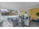 Inviting covered patio with wicker furniture and serene view of the backyard pool area at 6537 8Th N Ave, St Petersburg, FL 33710