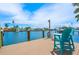 View of a private boat dock with boat lift and seating at 7984 1St S Ave, St Petersburg, FL 33707