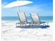 Relaxing beach scene with two lounge chairs under an umbrella, facing the clear blue ocean at 8174 Terrace Garden N Dr # 307, St Petersburg, FL 33709