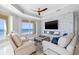Bright living room with fireplace and ocean view balcony access provides ultimate indoor outdoor enjoyment at 1170 Gulf Blvd # 2001, Clearwater, FL 33767