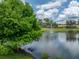 View of community pond with mature landscaping at 12333 Woodlands Cir, Dade City, FL 33525