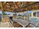 Outdoor dining area with a built-in grill in the tiki hut by the pool, ideal for summer gatherings at 1336 51St Ne Ave, St Petersburg, FL 33703