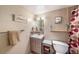 Small bathroom featuring vintage decor and a modern vanity at 6308 Newtown Cir # 8C5, Tampa, FL 33615