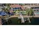 Aerial of back yard, boat dock, and pool at 4937 Dover Ne St, St Petersburg, FL 33703