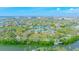 Aerial view features the estate's prime waterfront location with city views, surrounded by trees and well-maintained gardens at 5020 S Shore Crest Cir, Tampa, FL 33609