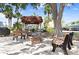 Outdoor gazebo with seating and a fire pit for cozy gatherings at 9 Forbes Pl # 206, Dunedin, FL 34698