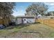 Backyard featuring a utility shed, wooden fence, mature trees, and ample space for outdoor activities at 4537 22Nd N St, St Petersburg, FL 33714