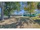 Large fenced backyard with mature trees, offering ample space for outdoor activities and relaxation at 2169 22Nd N Ave, St Petersburg, FL 33713