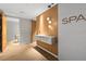 Modern spa entrance featuring sleek design, ambient lighting, and a serene atmosphere for ultimate relaxation at 1020 Sunset Point Rd # 703, Clearwater, FL 33755