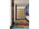Hallway with wood accents, blue floors, and statement rug at 4900 59Th S Ave, St Petersburg, FL 33715