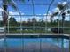 Swimming pool with a screen enclosure overlooking a pond at 20115 Nob Oak Ave, Tampa, FL 33647