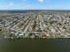 Expansive aerial view of a waterfront residential community with stunning water views at 2146 Society Dr, Holiday, FL 34691