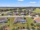 Aerial view of a home with screened-in pool, lush landscaping, and neighborhood amenities at 2250 Long View Cir, Brooksville, FL 34604