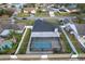 Aerial view of home with screened in pool and fenced yard at 15124 Springview St, Tampa, FL 33624