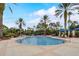 Community pool featuring a round shape with multiple lounge chairs and a cabana at 8264 Dunham Station Dr, Tampa, FL 33647
