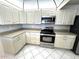 Updated kitchen featuring white cabinets, stainless steel appliances, and a stylish backsplash at 10063 40Th N St # 3, Pinellas Park, FL 33782