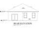 Blueprint style rear elevation displaying the home's stucco exterior finish, roof shingles, window, and door dimensions at 3413 N 72Nd St, Tampa, FL 33619