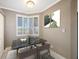 Stylish dining area with black marble table, modern chairs and plantation shutters at 7892 Sailboat Key S Blvd # 107, South Pasadena, FL 33707