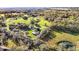Expansive aerial view of a private estate with lush greenery, mature trees, and a serene pond, offering ultimate privacy at 10946 Gun Dog Way, Lithia, FL 33547