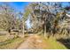 Gated driveway leading to a farmhouse with mature trees and lush greenery at 10946 Gun Dog Way, Lithia, FL 33547