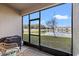 Screened patio offering a beautiful view of the pond and surrounding greenery, perfect for outdoor relaxation at 21181 Threadfin Way, Land O Lakes, FL 34638