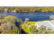 Aerial view showcasing the home's proximity to the water and a private dock at 4049 Dolphin Dr, Tampa, FL 33617