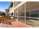 Exterior view of a screened in patio with a wooden deck and exterior seating at 6311 99Th N Way # 11B, St Petersburg, FL 33708