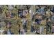 This aerial view showcases a neighborhood with mature trees, backyard pools, and well-maintained lawns at 3013 Ridgevale Cir, Valrico, FL 33596