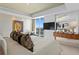 Tastefully decorated main bedroom featuring balcony access and modern decor elements at 450 Knights Run Ave # 1704, Tampa, FL 33602