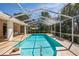 Sparkling pool with an enclosed patio area and lovely pavers at 14472 Linden Dr, Spring Hill, FL 34609