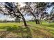 Beautiful view of the golf course with mature trees and the bright blue sky at 1718 Golfview Dr # 1718, Tarpon Springs, FL 34689