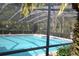 Screened-in community pool with clear blue water at 3399 Mermoor Dr # 110, Palm Harbor, FL 34685