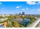 Enjoy a view of the city from a high angle including a lake and buildings with an obstructed balcony at 777 3Rd N Ave # 805, St Petersburg, FL 33701