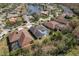 Aerial view showcases houses with pools near a lake, blending luxury living with natural beauty, highlighting lush landscaping at 10537 Greensprings Dr, Tampa, FL 33626