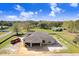 Aerial image of a new home under construction with modern roofing design at 31049 Eloian Dr, Wesley Chapel, FL 33545