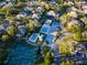 Aerial view of a community pool and tennis court nestled among residential houses at 6233 Dewdrop Way # 6233, Tampa, FL 33617