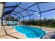 Inviting screened-in pool area with comfortable seating, perfect for relaxation and outdoor enjoyment at 7034 Southwind Dr, Hudson, FL 34667