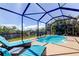 Relaxing view of the backyard pool and patio area overlooking a scenic background at 7034 Southwind Dr, Hudson, FL 34667