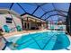 Backyard pool with covered lanai, furniture and bar great for outdoor entertaining at 7034 Southwind Dr, Hudson, FL 34667