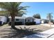 Single-story home with a palm tree, manicured landscaping, and a long driveway at 7144 Fairfax Dr, Port Richey, FL 34668