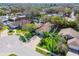 Aerial view of property highlighting its prime location within a lush, green neighborhood with mature trees and manicured lawns at 1514 River Ct, Tarpon Springs, FL 34689