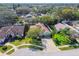 An aerial view of the property showcasing the surrounding neighborhood with mature trees and well-maintained lawns at 1514 River Ct, Tarpon Springs, FL 34689