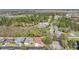 Aerial view of a residential area featuring well-maintained homes and tree-lined streets near community features at 29443 Zeller Ave, San Antonio, FL 33576