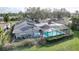 Aerial view showcasing the home's layout, screened pool, landscaping, and neighborhood at 6880 Greenbrier Dr, Seminole, FL 33777