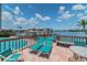 Pool deck with lounge chairs and beautiful views of the marina on a sunny day at 10355 Paradise Blvd # 909, Treasure Island, FL 33706