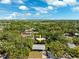 A high angle aerial shot of a neighborhood with mature trees and manicured lawns at 1119 77Th N St, St Petersburg, FL 33710